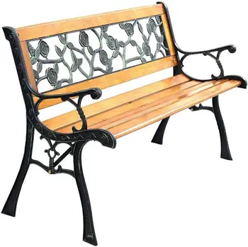 ספסל ספסל המרפסת Bnech כיסא סיפון עץ ברזל יצוק אוהב מושב