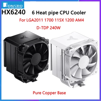 JONSBO HX6240 CPU Cooler 6 חום צינור אוויר קריר מגדל רדיאטור נחושת טהורה בסיס 12cm PWM מאוורר קירור LGA2011 1700 115X 1200 AM4