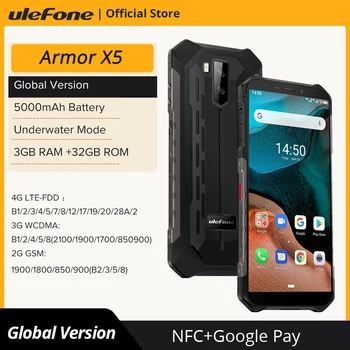 Ulefone שריון X5 אנדרואיד 11 מחוספס עמיד למים החכם IP68 MT6762 טלפון נייד 3GB זיכרון 32GB אוקטה core NFC 4G LTE טלפון סלולרי