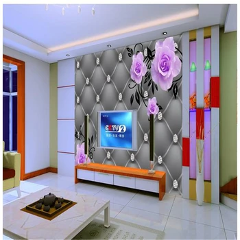 beibehang 3d סטריאוסקופית רוז ציורי קיר אירופה הטלוויזיה רקע טפט חי בחדר השינה ציורי קיר המסמכים דה parede קיר נייר