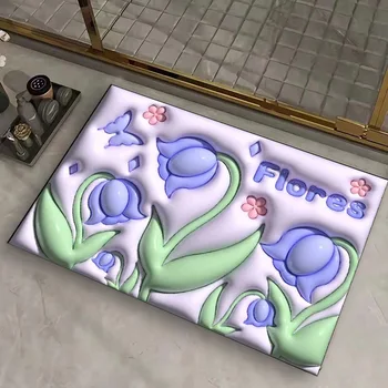 טריים קטן תלת מימדי שטיח רך צורניות בוץ פרחים סופג החלקה הביתה שירותים מטבח קומה מחצלת מחצלת דלת