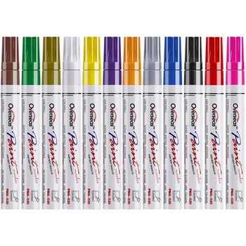 קבע צבע עטים צבע סמני פלסטיק 12 צבעים על בסיס שמן צבע עטי סמן קבע, מהיר יבש, עמיד למים,צבע שמן עט