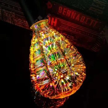 3D צבעונית אדיסון LED נורת E27 5W 220V בציר הנורה כוכב זיקוקים מנורת החג תפאורה, תאורה חידוש עץ חג המולד
