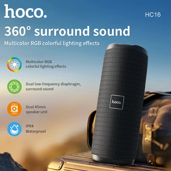 HOCO אלחוטי Bluetooth רמקול נייד חיצוני קול תיבת עמיד למים סטריאו סראונד Soundbar תומך כרטיס TF רדיו FM