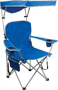 גודל בצל כיסא מתקפל לקמפינג, פוליאסטר, זרוע השאר|מתקפל, כחול רויאל, 2 L x 3'W x 4.3'H (160048DS)