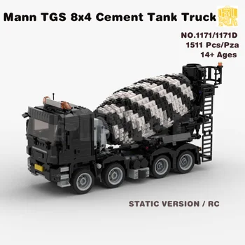 MOC-1171 מאן התכנית 8x4 מלט טנק משאית דגם עם PDF ציורים אבני בניין לבנים DIY צעצועי חג המולד מתנות יום הולדת