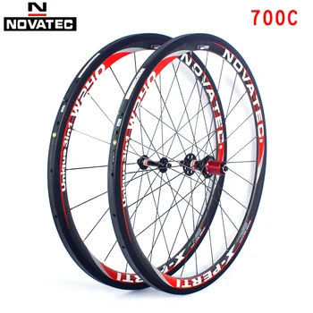 Novatec אופני כביש סיבי פחמן צינורי צמיגים Wheelset 700C חלקי אופניים 4 מיסבים 7-11speed V בלם QR אופניים פחמן גלגלים