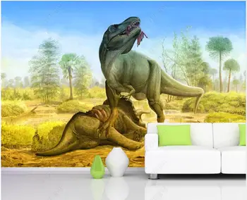 תמונה מותאמת אישית ציור 3d טפט HD דינוזאור טורף יער נוף עיצוב הבית השינה 3d ציורי קיר טפט על קירות 3 d
