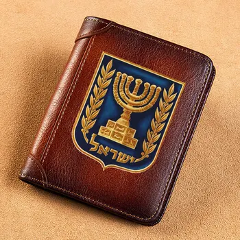 איכות גבוהה עור אמיתי גברים, ארנקים מדינת ישראל סמל קצר בעל כרטיס ארנק Trifold גברים של ארנק BK3658