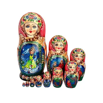 10Pcs בובות קינון ערמות של צעצועים מסורתיים Matryoshka מלאכת יד לילדים, צעצועים בעבודת יד