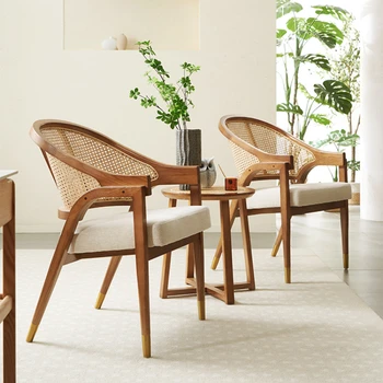 עץ מלא לסלון כיסא קש כורסה נורדי מלון מעצבים האוכל כיסא גן ומתן חיצוני נוח ריהוט הבית
