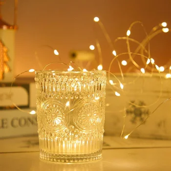 LED מחרוזות גרלנד על השינה מסיבת חתונה קישוט סוללה חוטי נחושת אור חג המולד תאורה 5M 10M גרלנד פיית אור
