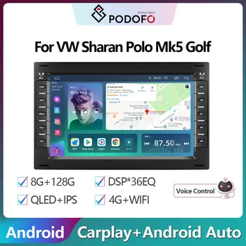 Podofo AI רכב 8-core 2 din אנדרואיד רדיו במכונית GPS וידאו נגן מולטימדיה עבור פולקסווגן שרן פולו Mk5 גולף פאסאט B6 בורה ' טה Mk4