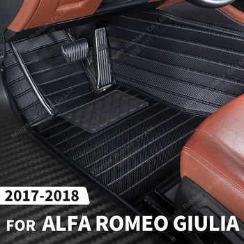 מותאם אישית סיבי פחמן סגנון מחצלות עבור אלפא רומיאו ג ' וליה 2017 2018 רגל שטיח כיסוי רכב הפנים אביזרים
