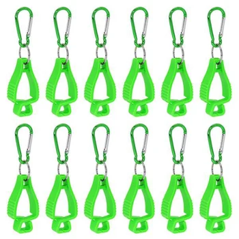 כפפות חגורת קליפ על כפפת עבודה עם מחזיקי מתכת Carabiners לבנייה עובד שמירה העבודה(ירוק)