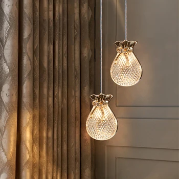 קריסטל מודרני מזל אורות תליון זהב קסם התיק ליד המיטה מנורת LED מקורה יצירתי נברשת עבור Homestay סלון שולחן אוכל