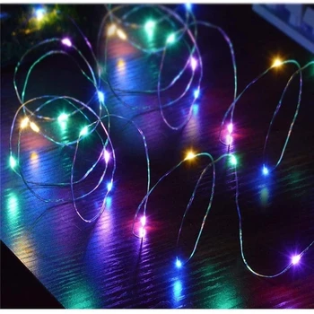 LED מקורה אור מחרוזת אגדות 2M 3M, 5M 10M גרלנד סוללה חוטי נחושת אורות חג המולד לויה מסיבת החתונה 8 צבעים
