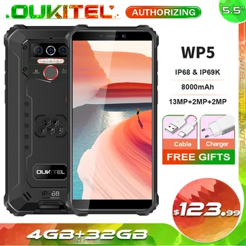 OUKITEL WP5 8000mAh סוללה 4GB 32GB IP68, עמיד למים מחוספס החכם MT6761 Quad Core אנדרואיד 9.0 8000mAh טלפון נייד