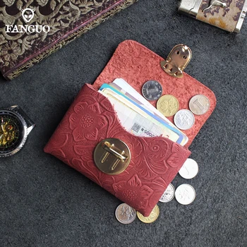 גברים האשראי של תעודת הזהות בארנק עבודת יד עור אמיתית כרטיסי ביקור חריץ כיס קטן מיני נייד ארנק מטבעות הכסף