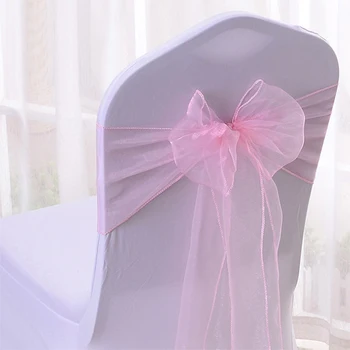 50/100pcs באיכות גבוהה אבנט כיסא אורגנזה Sashes החתונה הכיסא קשר קישוט כיסאות קשת הלהקה החגורה עניבות אירועים חתונות