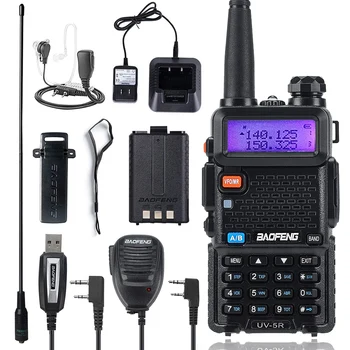 BaoFeng UV-5R 5W/8W ווקי טוקי Dualband שני הדרך רדיו VHF/UHF 136-174MHz & 400-520MHz FM נייד המשדר עם האוזנייה.