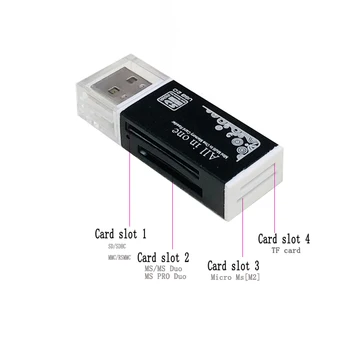 100PCS כל ב 1 קורא כרטיסי זיכרון USB 2.0 רב SD/SDHC, MMC/RS MMC TF/כרטיס MicroSD-MS/MS PRO/MS DUO M2 TF קורא כרטיסים