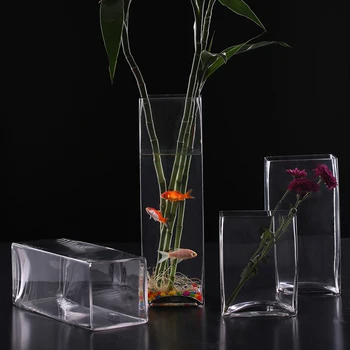 כיכר הידרופוני פרחים לילי האירופי יצירתי אגרטל זכוכית שקוף אגרטל זכוכית לסלון דקורטיבי סידור פרחים