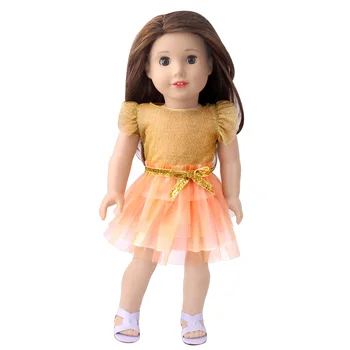 18 אינץ האמריקנית בובת בנות בגדי בובה נעלי צהוב שמלת תחרה חצאית מתאימה 43Cm מחדש הבובה OG בובת ילדה רוסיה DIY מתנה של צעצוע