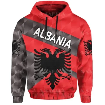 אלבניה נשר שחור SHQIPERISE 3D מודפס רוכסן הקפוצ 'ונים Mens סוודר החולצה בקפוצ' ון ג ' רזי אימוניות להאריך ימים יותר מעיל מזדמן