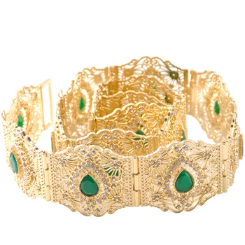 אלגנטי מתכת חתונה ריינסטון חגורת וינטאג ' מלכותי אריסטוקרטית תכשיטי זהב, צבע כסף התאמת אורך חגורת גביש