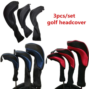 3pcs גולף Headcover עם קטגוריה מס ' 3/4/5/6/7/ X צוואר ארוך, רשת גולף הראש מכסה להגדיר עבור הנהג Fairway וודס היברידית מועדון Headcovers