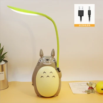אנימה טוטורו עם עלה ירוק אור LED לילה USB לטעינה של בעלי חיים חמודים מנורת שולחן מתקפל לילדים מתנה המנורה