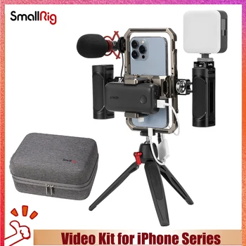 SmallRig אוניברסלי טלפון כלוב הציוד וידאו ערכת עבור iPhone סמסונג HUAWEI סדרה יד אחיזה קולנוע מקרה
