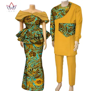 מסורתית מסיבת גג וחצאית להגדיר עבור נשים ריש גברים החלוק החולצה עם מכנסיים חליפות סטים אפריקה כמה בגדי הכלולות.