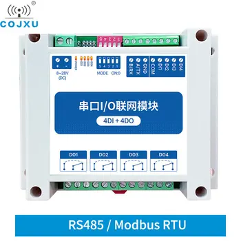 ModBus RTU סדרתי IO מודול ממשק RS485 4DI+4DO 4 יציאות דיגיטליות מסילות התקנה 8~28VDC COJXU MA01-AXCX4040