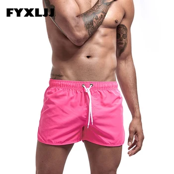 FYXLJJ גברים שחייה Boxershorts הקיץ מוצק צבע בגדי ים המטען זכר גלישה בגדי ים קצרים חוף סקסי חוף לוח מכנסיים קצרים