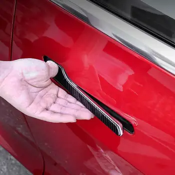 דלת המכונית להתמודד עם מדבקה טסלה מודל 3 Y 2017 - 2022 הדלת לעטוף את כיסוי הדבק Model3 מודל Y אביזרים סיבי פחמן ABS B6W3