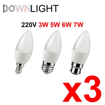 3PCS Led Bulb C37 3W 5W 6W 7W E14 220v-240v 3000K 4000K 6000k לקישוט הבית מנורה.