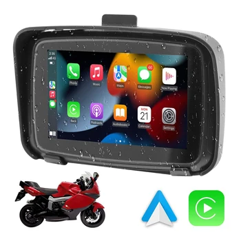 5 אינץ ' נייד אופנוע ניווט GPS CarPlay ו-Android Auto מסך מגע עמיד למים IPX7 אופנוע מיוחד נווט