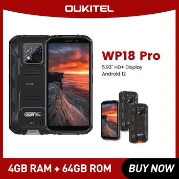 OUKITEL WP18 Pro מחוספס טלפון 12500mAh אנדרואיד 12 4GB+64GB טלפון נייד 5.93