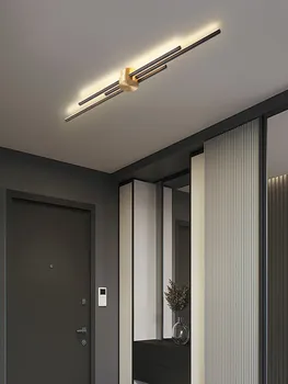 Led רצועה ארוכה מנורת תקרה תאורה מודרניים יוקרה כל נחושת מסדרון מנורת מסדרון מנורת מינימליסטי במלתחה האנודה המנורה