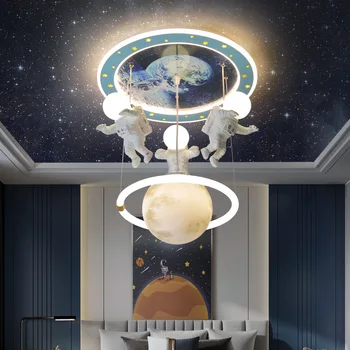 תקרת Led נברשת לחדר ילדים הסלון קישוט חדר השינה אסטרונאוט מודרני אורות ילד ילדה חדר עיצוב הבית מנורות