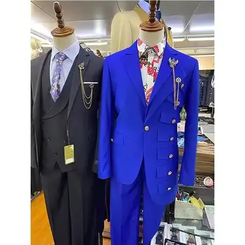 האחרון עיצוב חליפות לגברים אופנה שיא דש מוצק צבע הגברי 