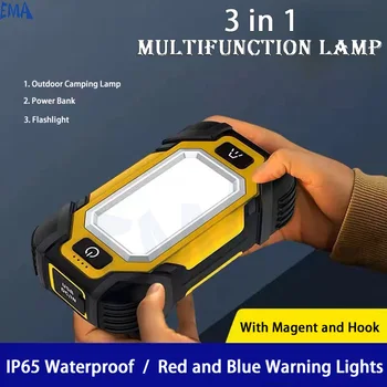 קלח עובד אור נייד פנס LED 8000mAh סוללה קמפינג עמיד למים מנורה עם מגנט אוהל פנס מתכוונן לפיד מדליק