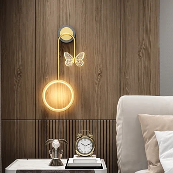 2 ראשי LED מודרני מנורת קיר-תאורה עבור הסלון ליד המיטה בחדר השינה במעבר נורדי פרפר מקורה הביתה לקשט מנורה