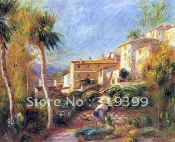 ציור שמן רבייה על בד קנבס,סניף בית ליד cagnes על ידי פייר אוגוסט רנואר,100% עבודת יד