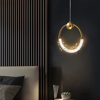 Fumi תליון קריסטל, גופי תאורה 1-אור תליון תאורה למטבח，זהב תליון טבעת LED-תאורה עבור חדר השינה תסעד
