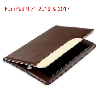 עבור iPad 6 2018 5 2017 במקרה 9.7 אינץ יוקרה רך עור PU Ultra Slim Smart כיסוי עור Stand מחזיק ביד החגורה עסקים