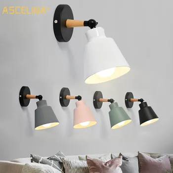 ASCELINA חם בסגנון נורדי תאורה פנימית LED מנורת קיר עץ מודרני השינה תושבת אור משק הבית סלון, חדר אמבטיה המנורה
