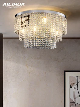פאר מודרני קריסטל אור תקרת הסלון אור קריסטל K9 יצירתי מעצב יוקרה וילה מסעדה מחקר השינה אור